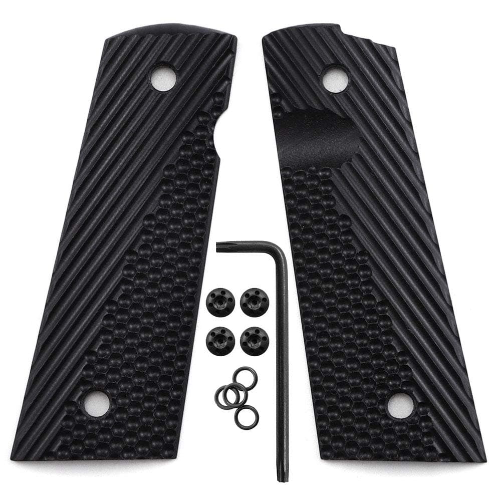 Cool Hand 1911 G10 Grips, Full Size (Government/Commander), Black Screws Included, Magwell Cut, Mag Release, Ambi Safety Cut, New Generation OPS Texture