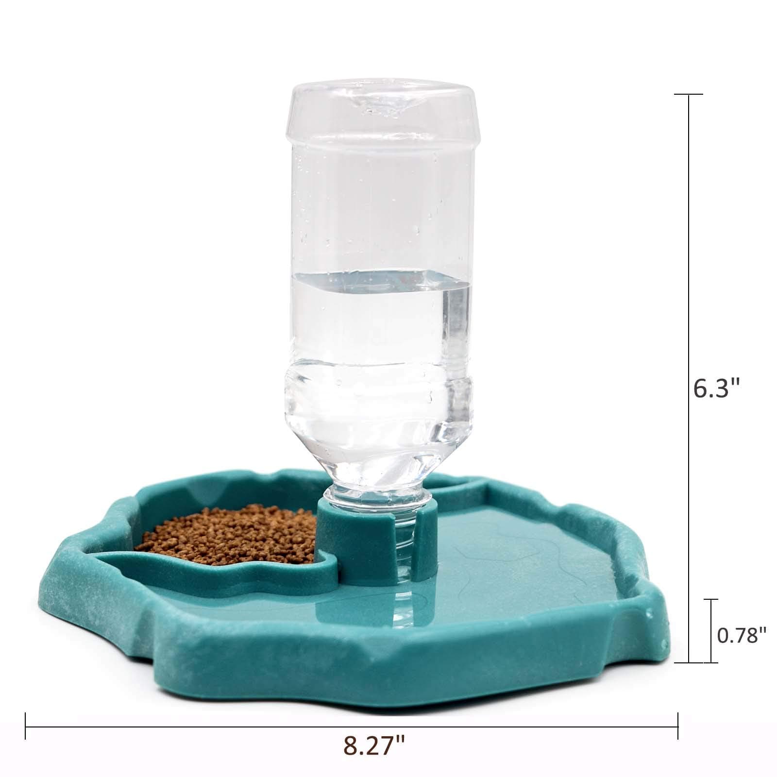 Automatic Reptile Feeder Reptile Food and Water Dish Bowl Bottle Tortoise Turtle Water Dispenser for Bearded Dragon Gecko Lizard (Blue)