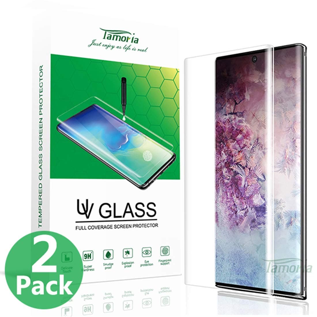 【2 Pack】 Tamoria Galaxy S20 Glass Screen Protector 0.2MM Curved Tempered Glass Fingerprint Sensor Compatible Full 3D Curved Edge Tempered Glass UV Screen Protector for Samsung Galaxy S20
