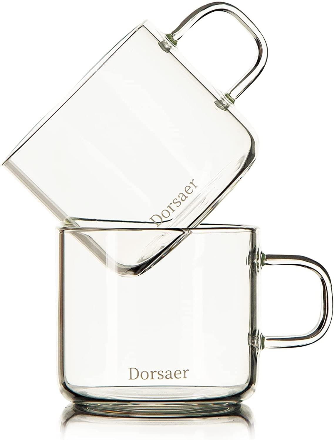 DorsaerGlass Cups -6oz Small Crystal Clear Glass Coffee Cup for Latte,Cappuccino,Hot Chocolate,Tea and Juice (Set of 2)