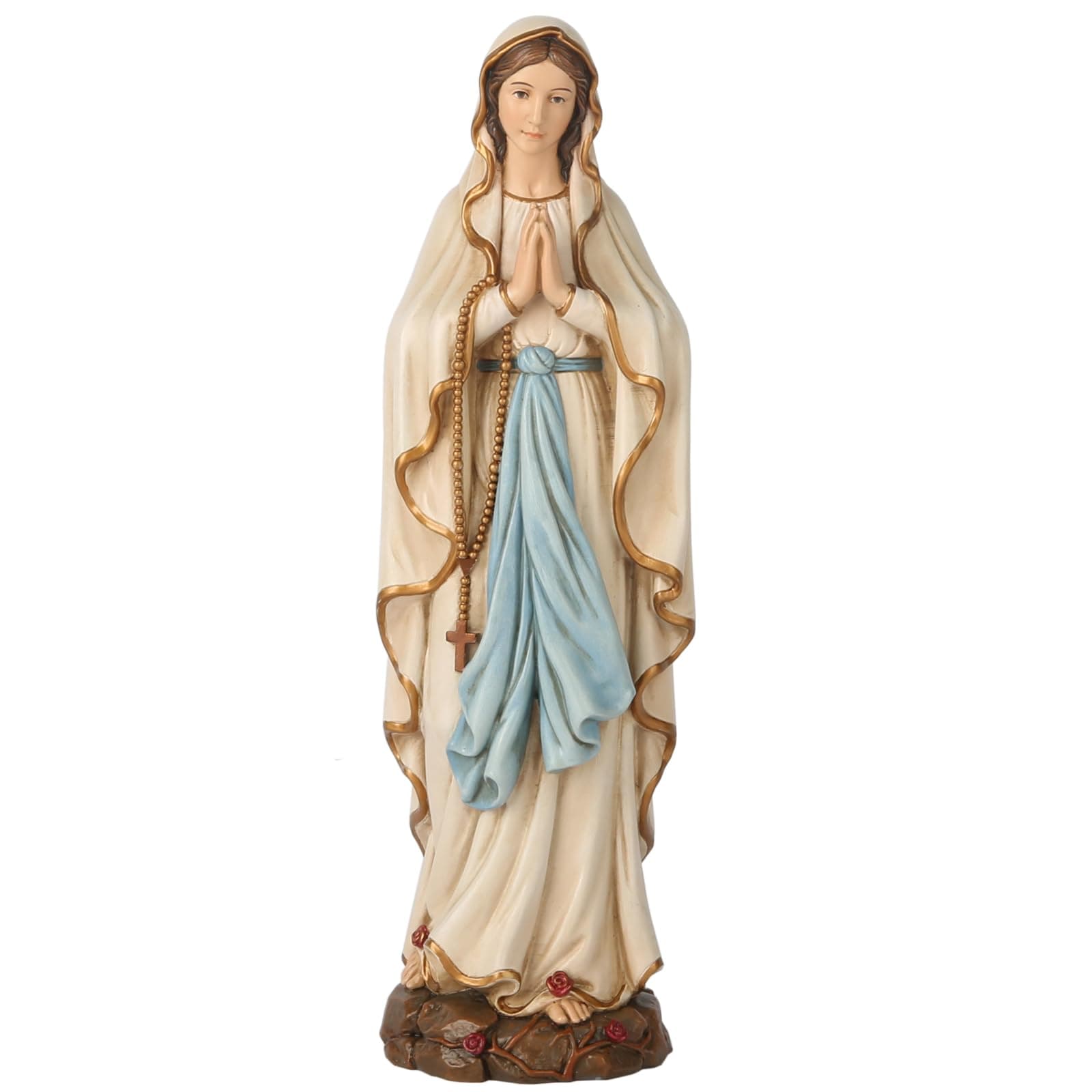 BC Catholic Our Lady of Lourdes Statue, Blessed Virgin Mary Mother Figure for Home Altar, Religious Gifts to Mom, Inspirational Home décor, 10" H, Renaissance Sculpture Handmade by Buildclassic