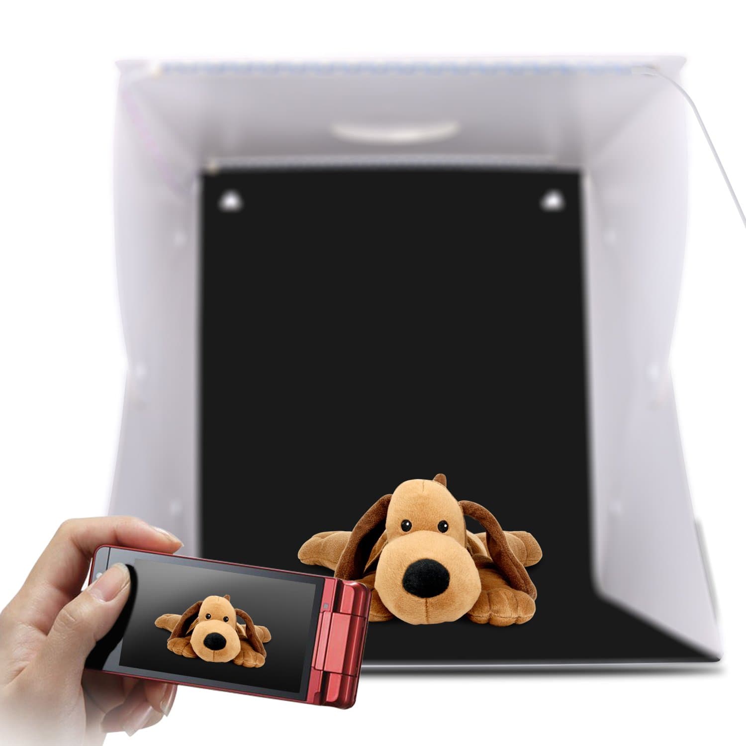 Zenic Photo Box 17" x 16" Portable Photo Shooting Tent Folding Light Box Photography with 40 LED Lights 6 Backgrounds for Small Size Product（43cmx41cmx40cm）