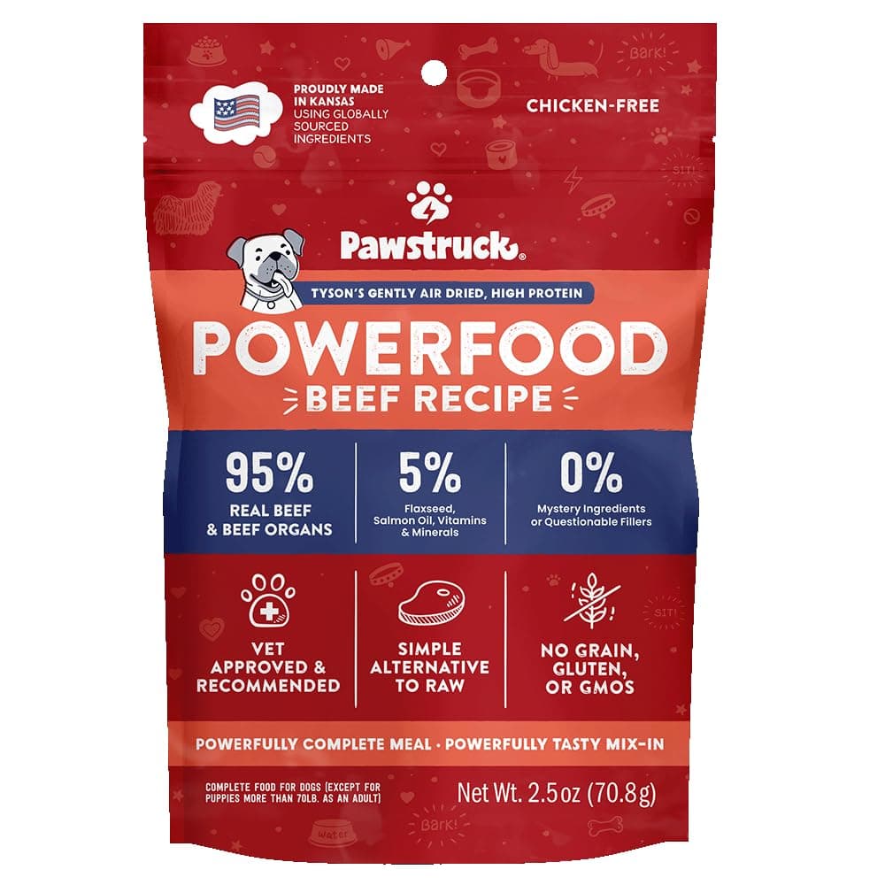 Air Dried Dog Food with Real Beef, Grain Free, Made in USA, Non-GMO, Vet Recommended, High Protein Limited Ingredient Full-Feed, All Breeds & Ages, 2.5oz Trial Bag