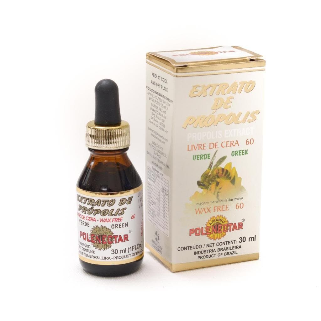 Polenectar Brazil Premium Bee Green Propolis Anti-Bacterial Extract WF60 Wax Free 60 30 ml By JLBrazil