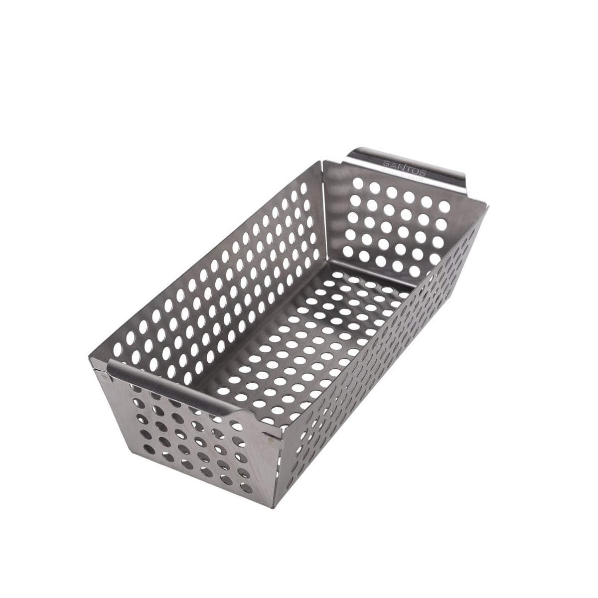 Santos rectangular Grill Wok, Deep Stainless Steel for Veg & Shrimps on gas or charcoal grills