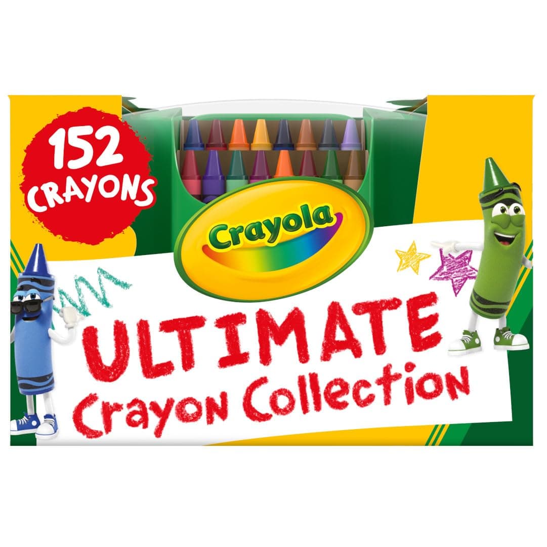 Ultimate Crayon Box Collection (152ct), Bulk Kids Crayon Caddy, Classic & Glitter Colors, Coloring Book Supplies, Gift for Kids, Ages 3, 4, 5