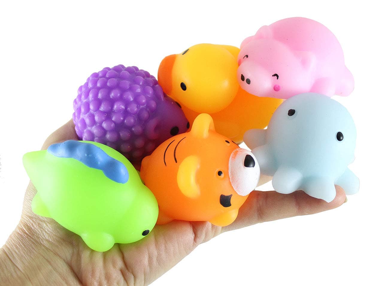 Curious Minds Busy Bags Set of 6 Jumbo Mochi Squishy Animals - Cute Kawaii - Sensory, Stress, Fidget Party Favor Toy (Random Animals)