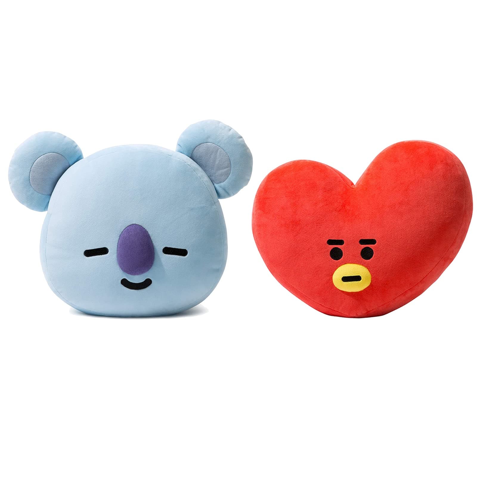 Fusked Koya & Tata Plush Throw Pillow, Animal Stuffed Toys Throw Pillow,Compatible for BTS BT21 Character Koya & Tata, Pack of 2 and BTS Cartoon Sticker Free