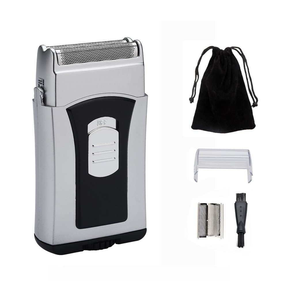 Men’s Foil Travel Shaver Tongtletech Electric Beard Razor Reciprocating Mini Washable Wet/Dry Hair Trimmer, Battery Operated