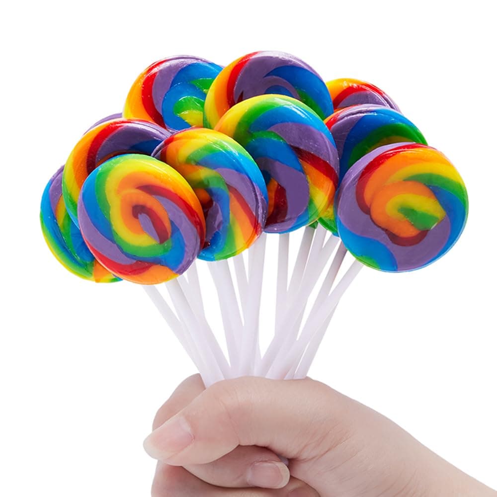 LIDATREE 1.5" Swirl Lollipop, Rainbow Lollipops Individually Wrapped Bulk 40 Pack, Kid's Lollipops Candy for Birthday, Mixed Fruit Flavor 40 Pack