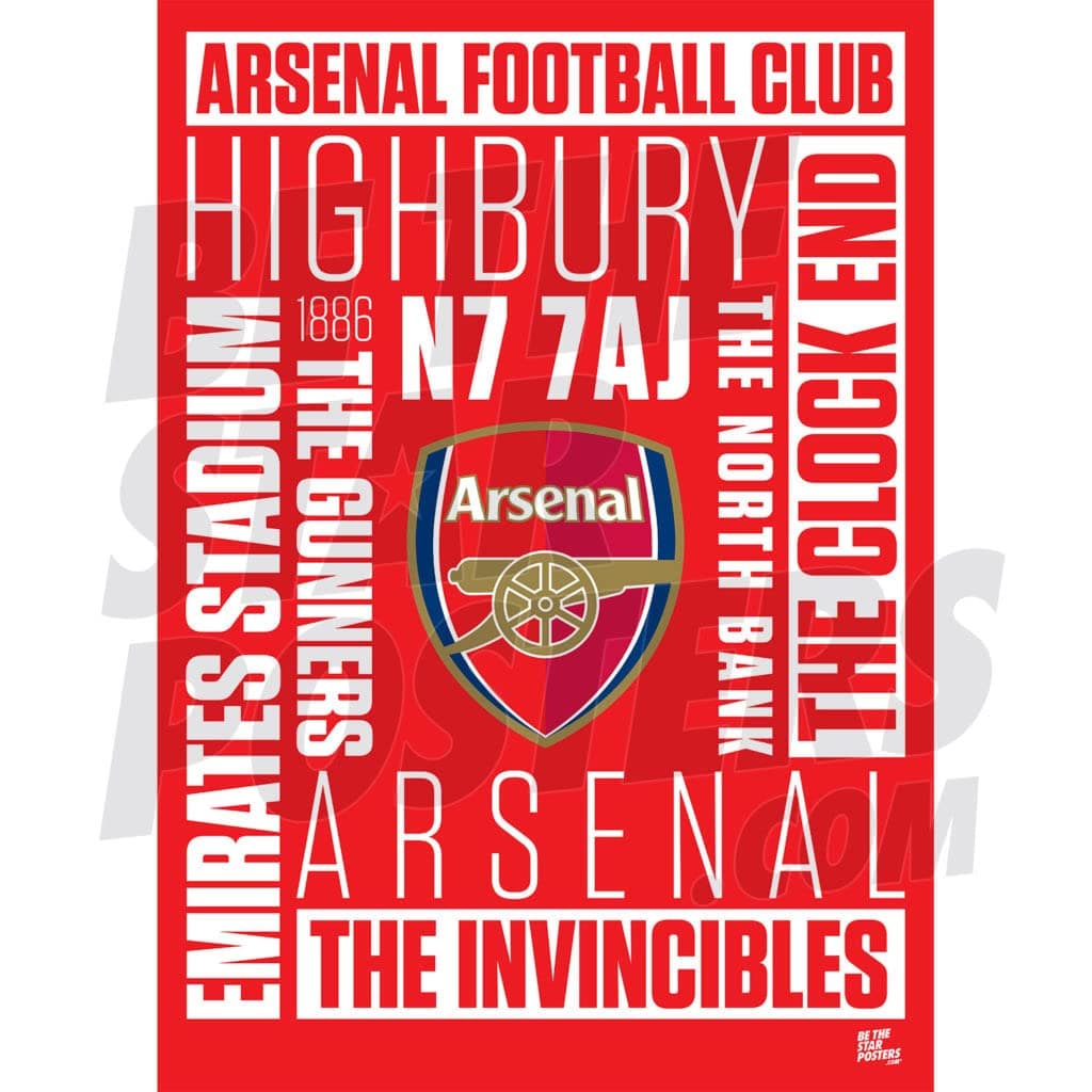 Arsenal - Word Crest Poster (16 by 24 inches)
