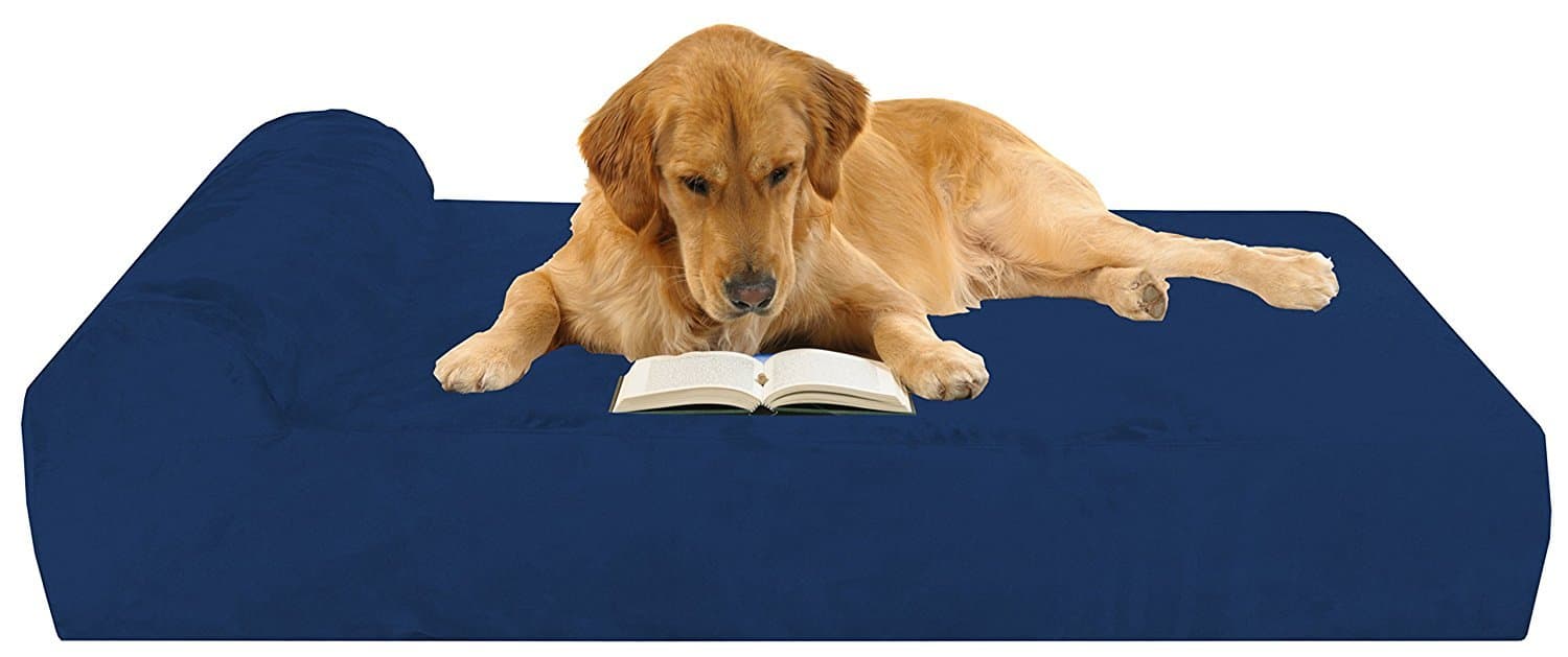Golden Spearhead 7" Pillow Top Orthopedic Dog Bed, Includes Waterproof Inner Protector, Large Size (48 x 30 x 7-inch),for Large and Extra Large Breed Dogs, Headrest Edition