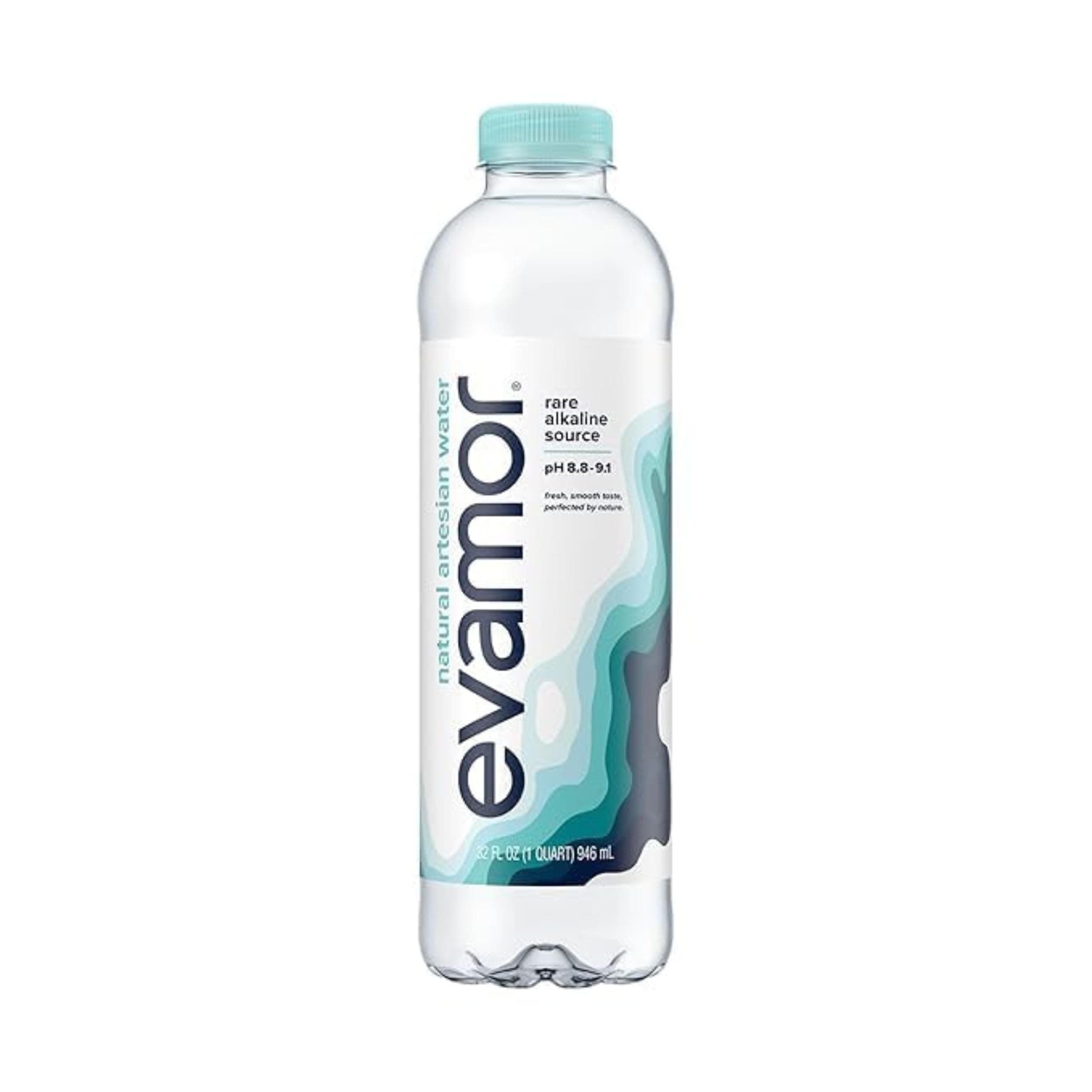 EVAMOR Artesian Bottled Water - Single Source, Naturally Alkaline and Full of Electrolytes for Hydration and Health, 64 Fl. Oz. Bottles (Pack of 12)