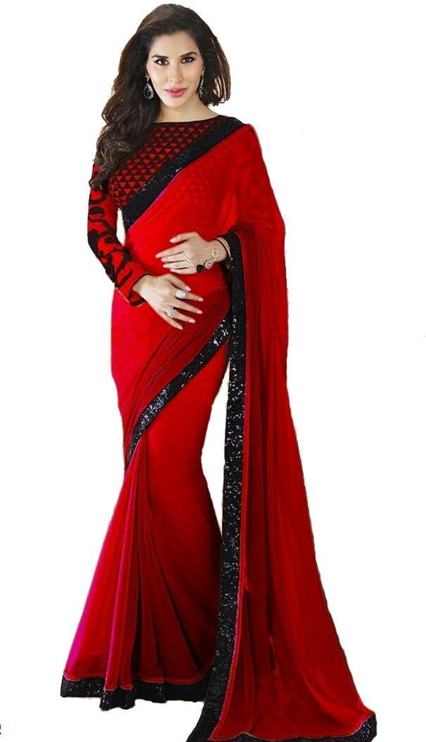 JHTEX FASHION Indian Women's Designer Fancy Georgette Saree