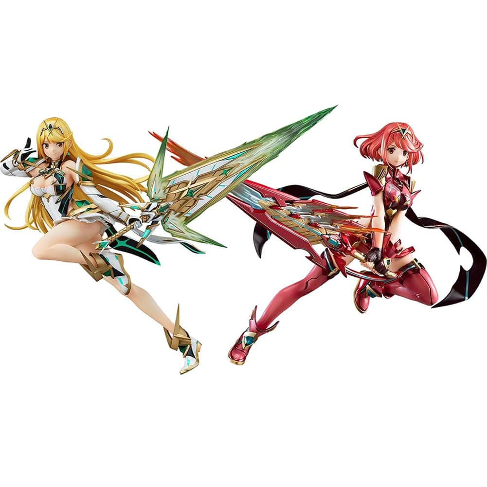 2pcs Xenoblade 2 Figures 21cm Anime Mythra Hikari and Pyra Homura Action Figures Statue Collectible Figurine Desktop Decoration Gifts for Fans