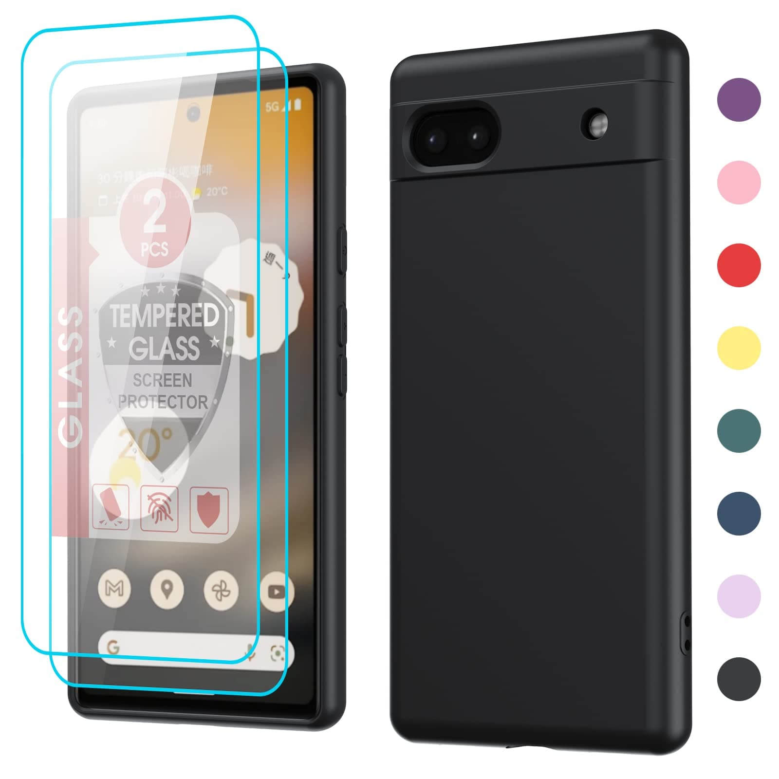 LeYi for Google Pixel 6A Case [2022 Release] with 2 Pack Tempered Glass Screen Protectors, Soft Liquid Silicone with Microfiber Liner Case for Pixel 6A, Clear