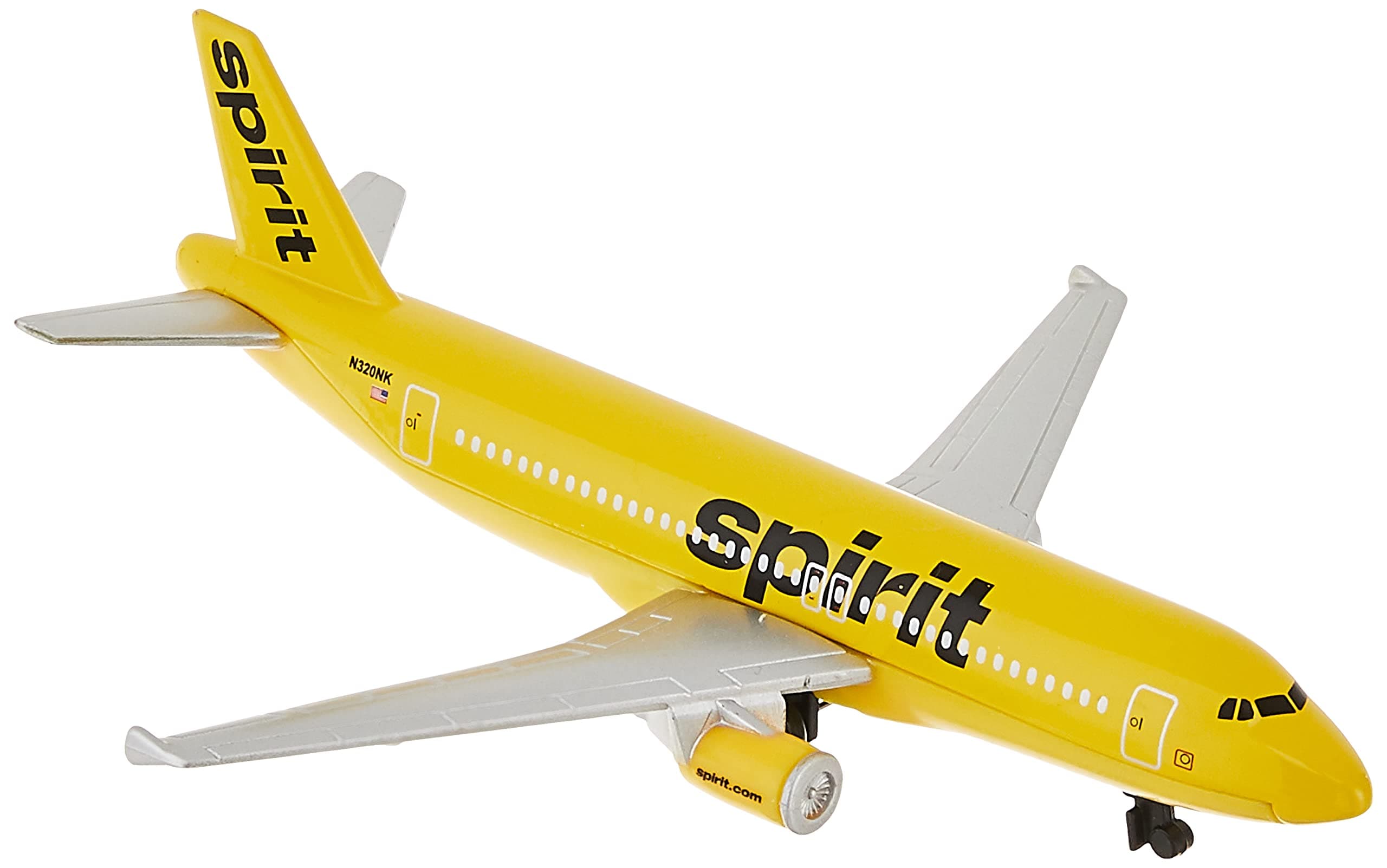 Toy Airplane – Spirit Airlines – Die-Cast Metal Model Airplane Toy with Plastic Parts for Kids Ages 3+