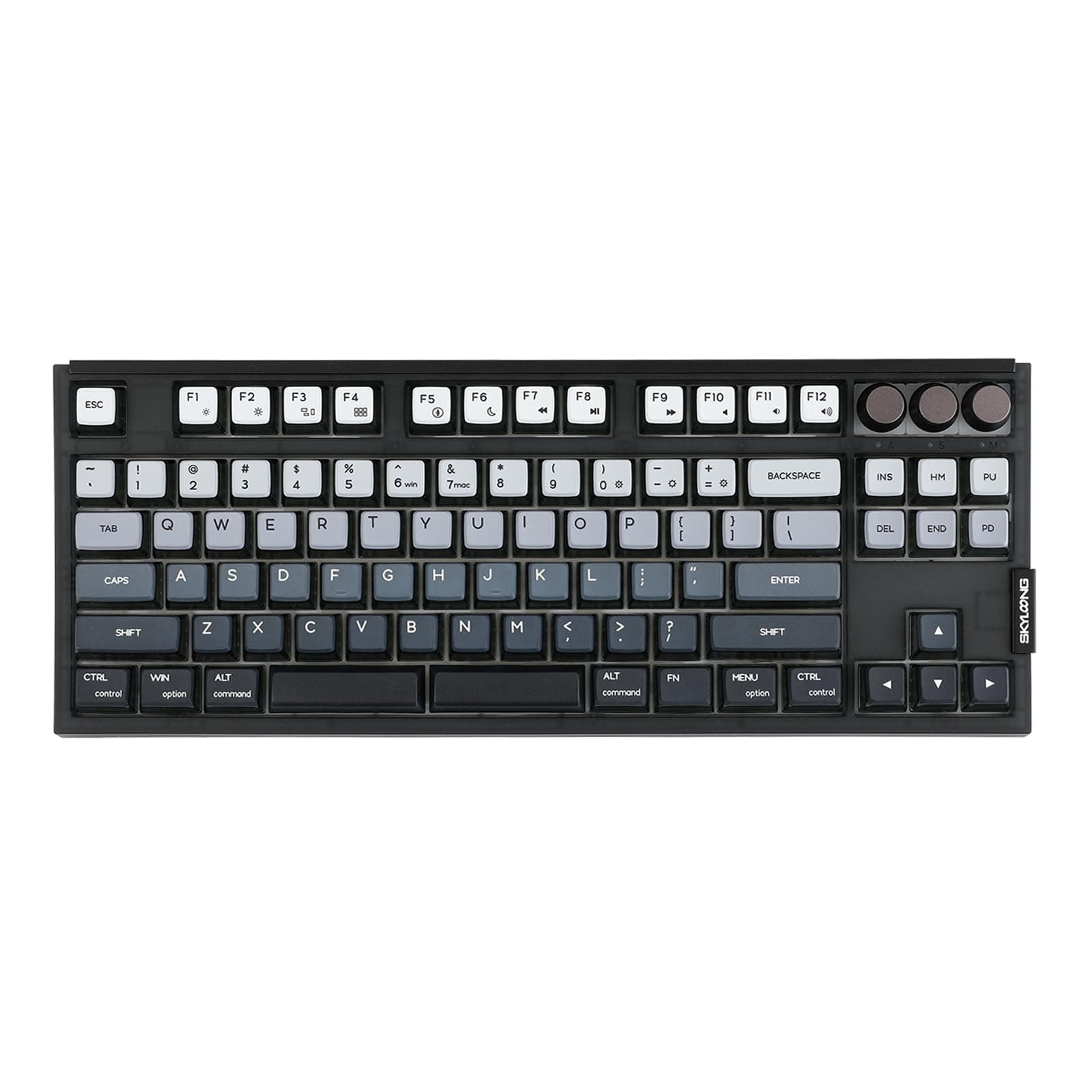EPOMAKER SKYLOONG GK87 TKL QMK/VIA Wired Mechanical Keyboard with Three Rotary Knobs, Hot Swappable Programmable Custom Keyboard, Split-spacebar, Blue Single Light (Black, Gateron Pro Yellow)