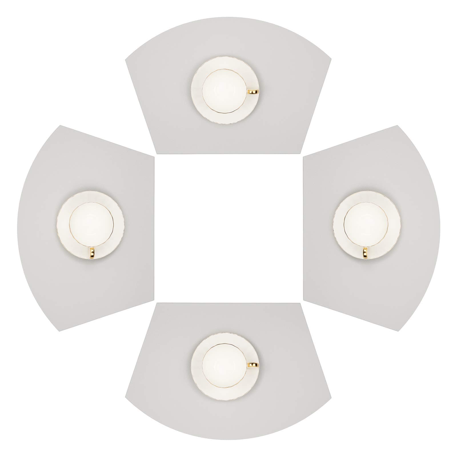 U'Artlines Placemats Faux Leather Set of 4 Round Table Mat Waterproof Coffee Mats Heat Resistant Wedged Place Mat for Kitchen Dining Table (4pcs, Gray)