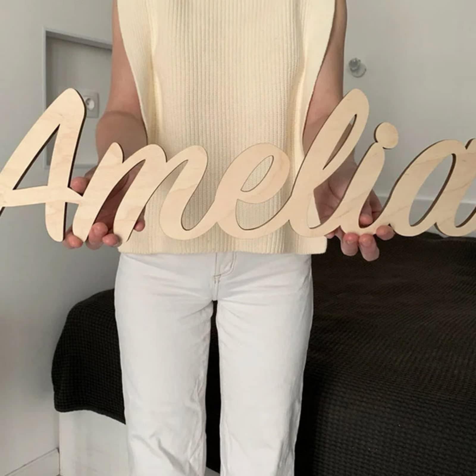 Personalized Custom Wooden Name Sign -custom wood name sign nursery - Painted Wood Letter Nursery Decor - Wall Art for Girl or Boy Room (30 cm width)