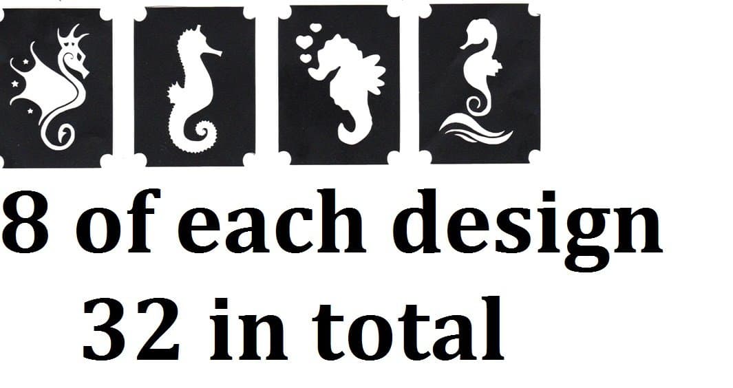 At Sea Tattoo Stencil Collections (32 Tattoo Glitter Airbrush Stencil Seahorse)