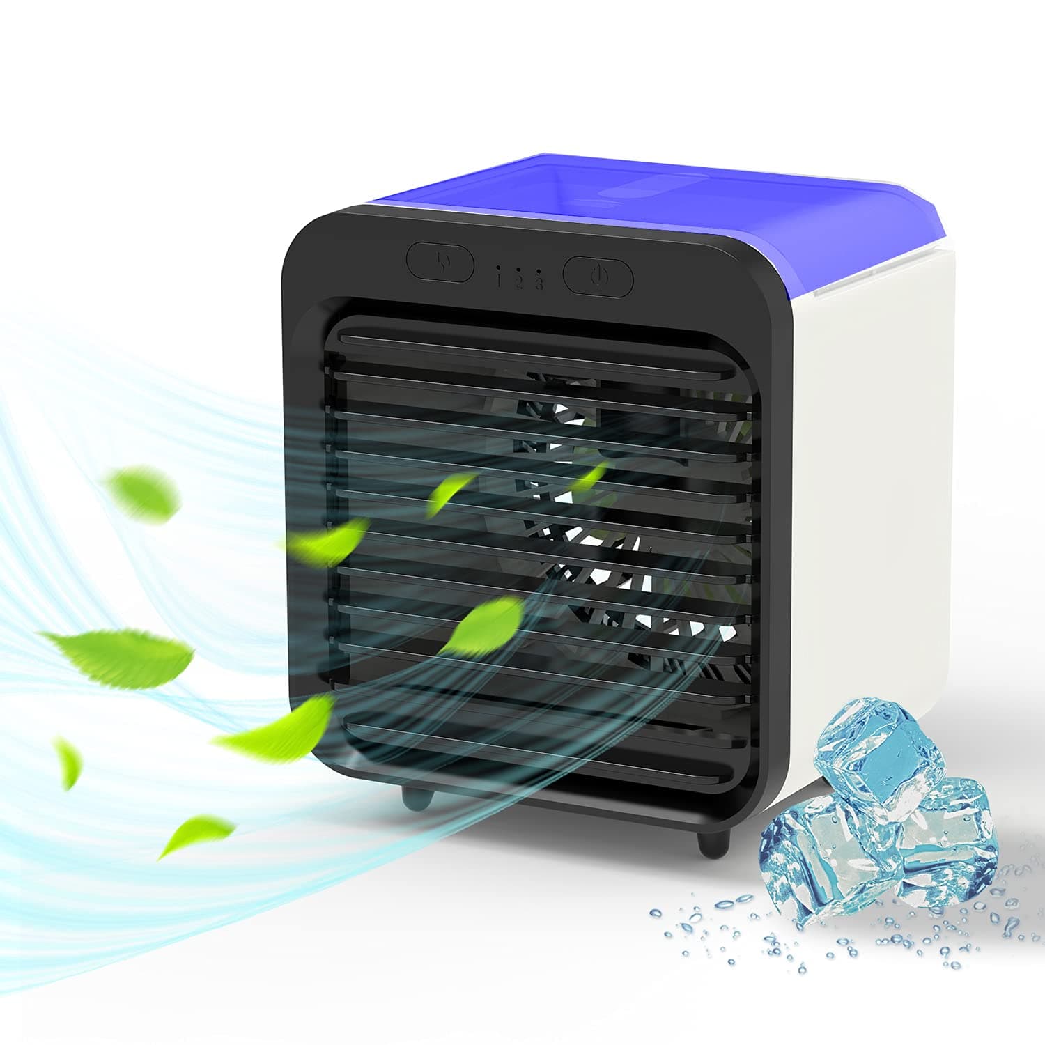 Portable Air Conditioner Fan, Fast Cooling Personal Air Cooler, 3-Speed Evaporative Cooler with Spray Humidification, USB Rechargeable Cooling Fan for Small Room/Office/Camping