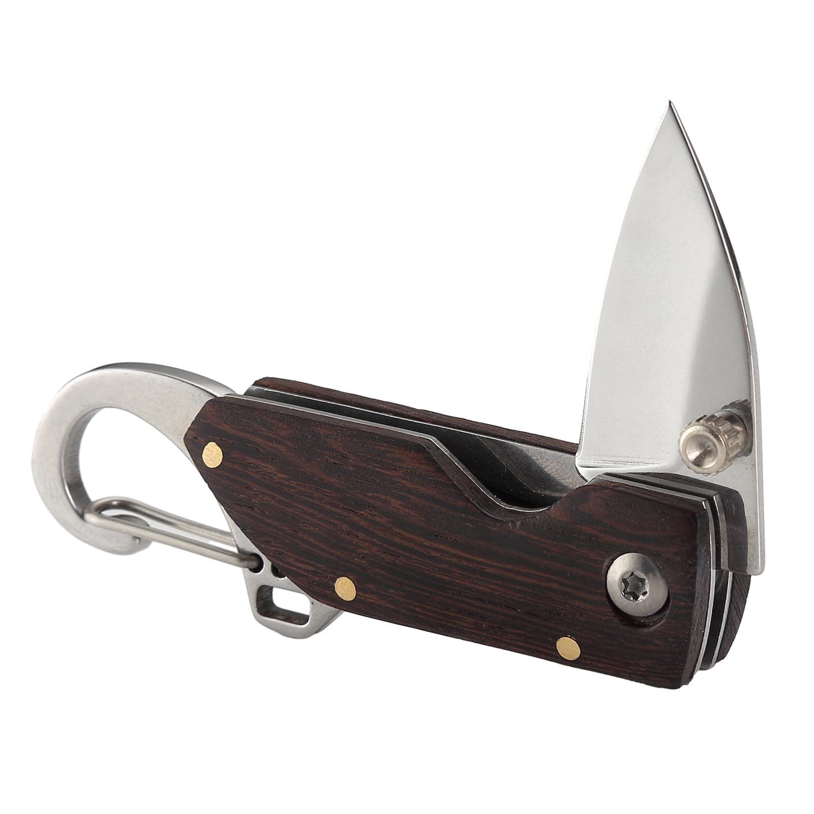 DOSMAMZ Pocket Knife, 1.4" Stainless Steel Double-sided Beveled Grinding Blade, Assisted One-Handed Thumb Stud Opening, Rosewood Handle Folding Knife, Liner Lock EDC Keychain Knife