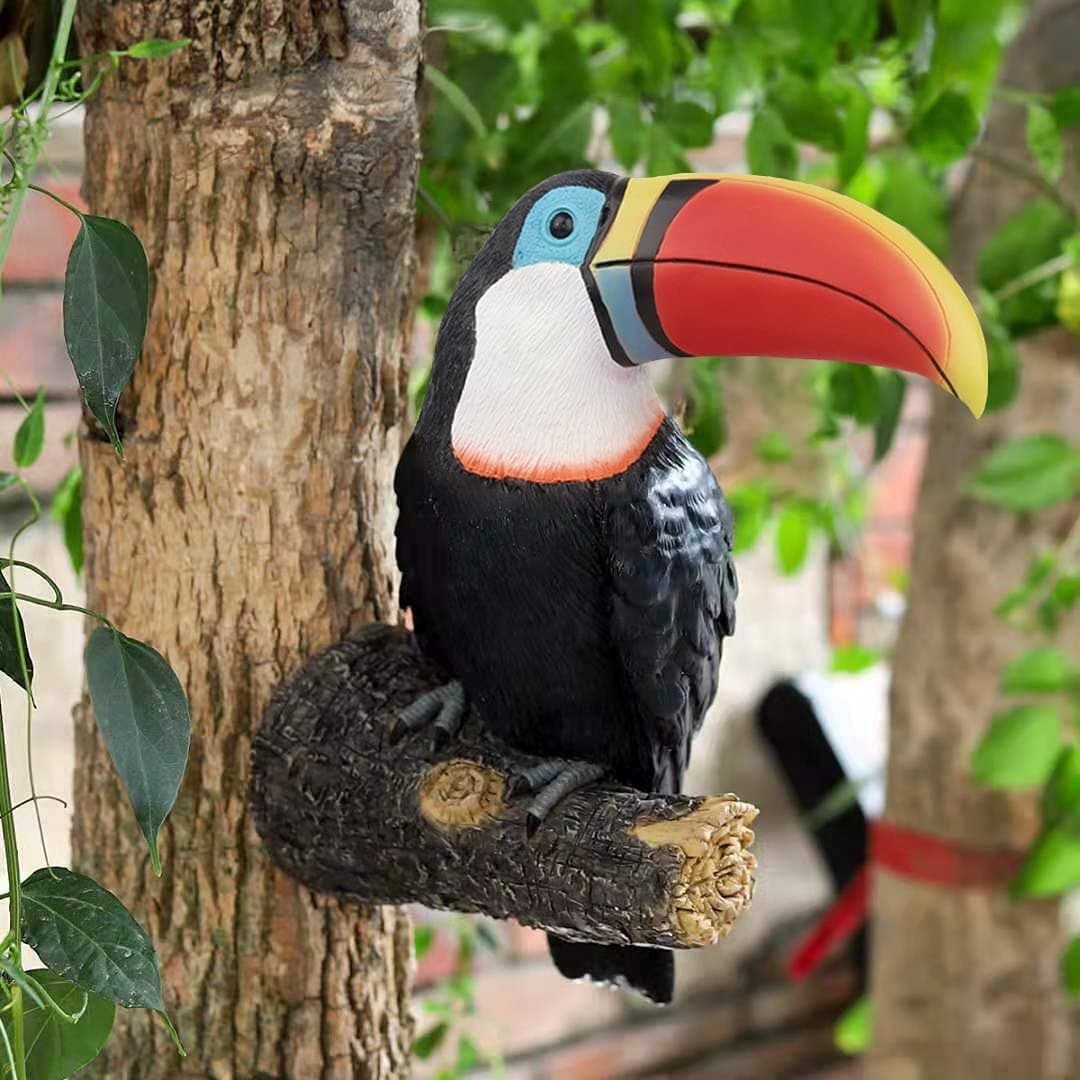 Toucan Tree Hugger Hanging Garden Statue 11.4 Inches High Multicolor Resin Tropical Animal Lawn Exotic Bird Sculpture for Lawn, Porch, Yard, Patio (Style2)