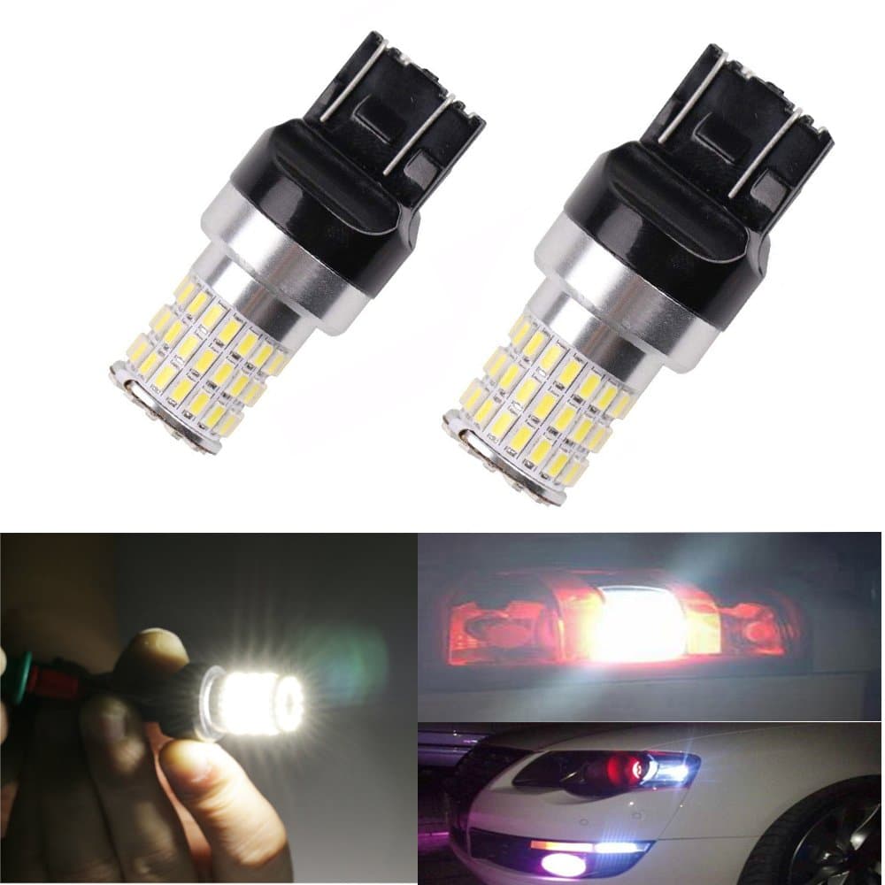 Vimax 2 Pcs of Newest 9-30V Super Bright Low Power Dual Brightness 7443 T20 LED Bulbs Replacement for Tail Brake Lights,Pure White