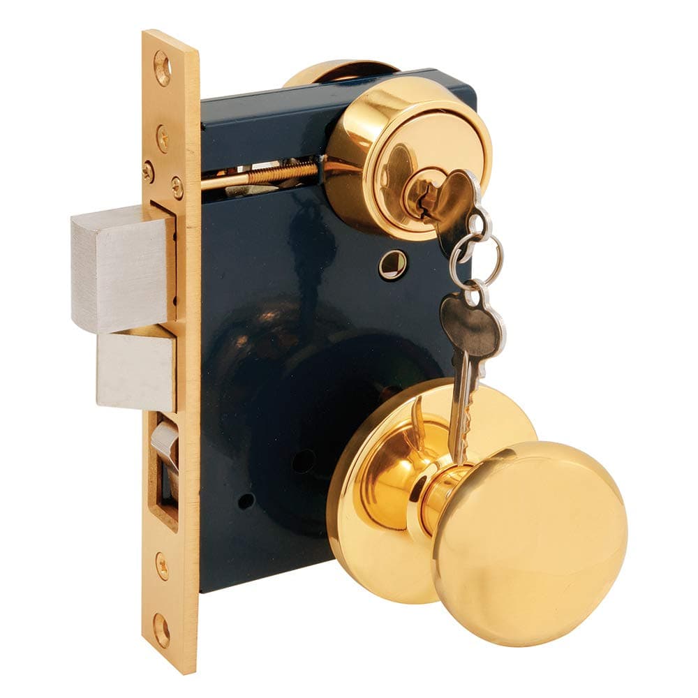 Prime-Line SE 27580 2-1/2 in. Backset, Entrance Mortise Lockset, Wrought Solid Brass, Right Handed (Single Pack)