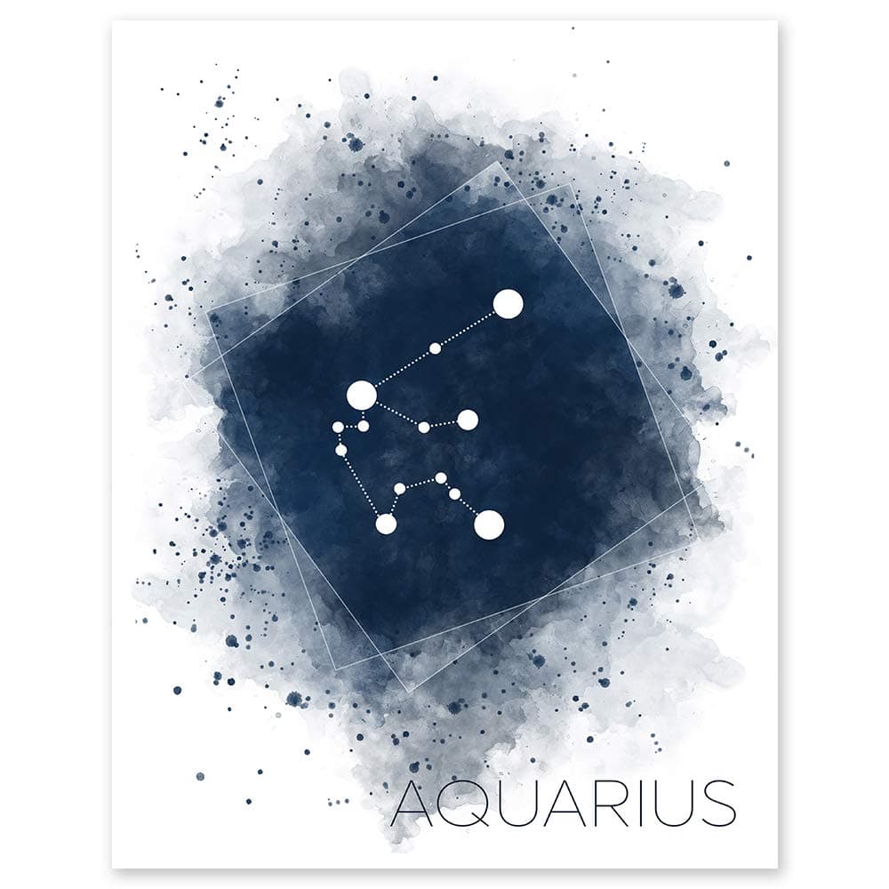 Aquarius Star Constellation - Zodiac Wall Art Print -11 x 14 Unframed Watercolor Astrology Sign - Horoscope - Ideal Gift for January-February Birthdays