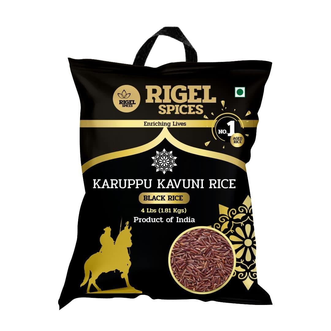 Rigel Spices | Karuppu Kavuni Black Rice (4 Pounds) | KINGS RICE | GLUTEN FREE | Ancient black rice