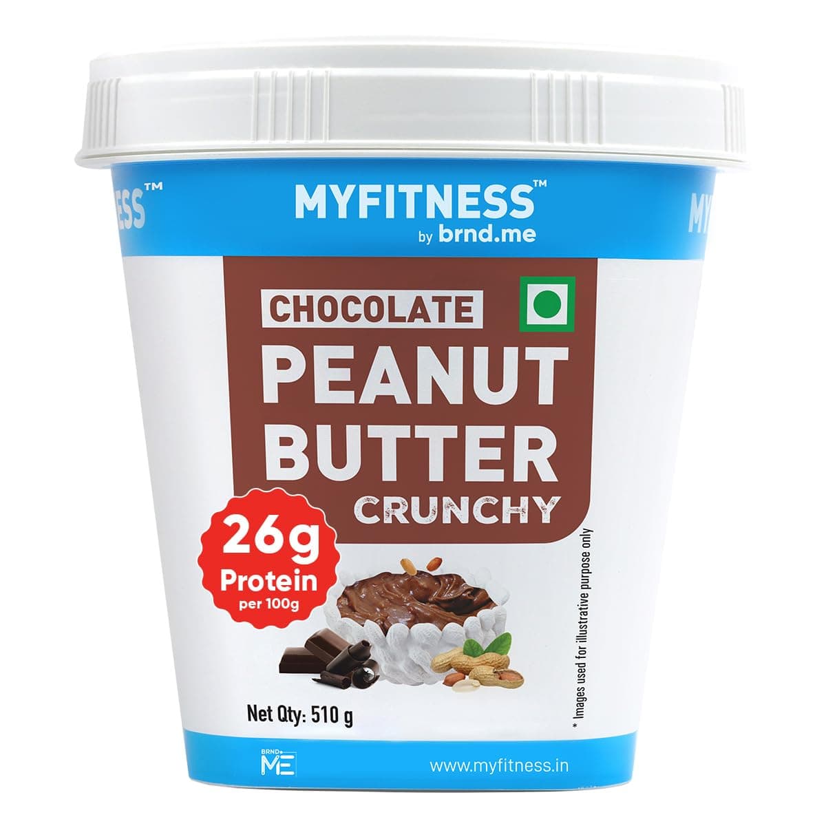MyFitness Chocolate Crunchy 510g | 23g Protein | Cholesterol & Gluten Free | Dark Chocolate | Vegan | Tasty & Healthy Nut Butter Spread | Crunchy & Nutty Peanut Butter | Zero Trans Fat