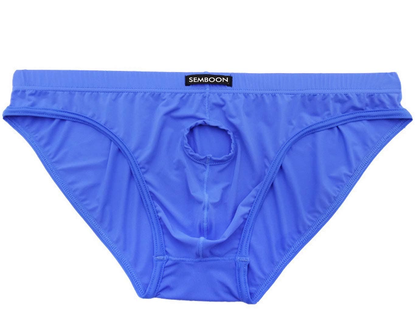 Semboon Men's Smooth Front-Hole Open Ice Silky Bikini Briefs Underwear