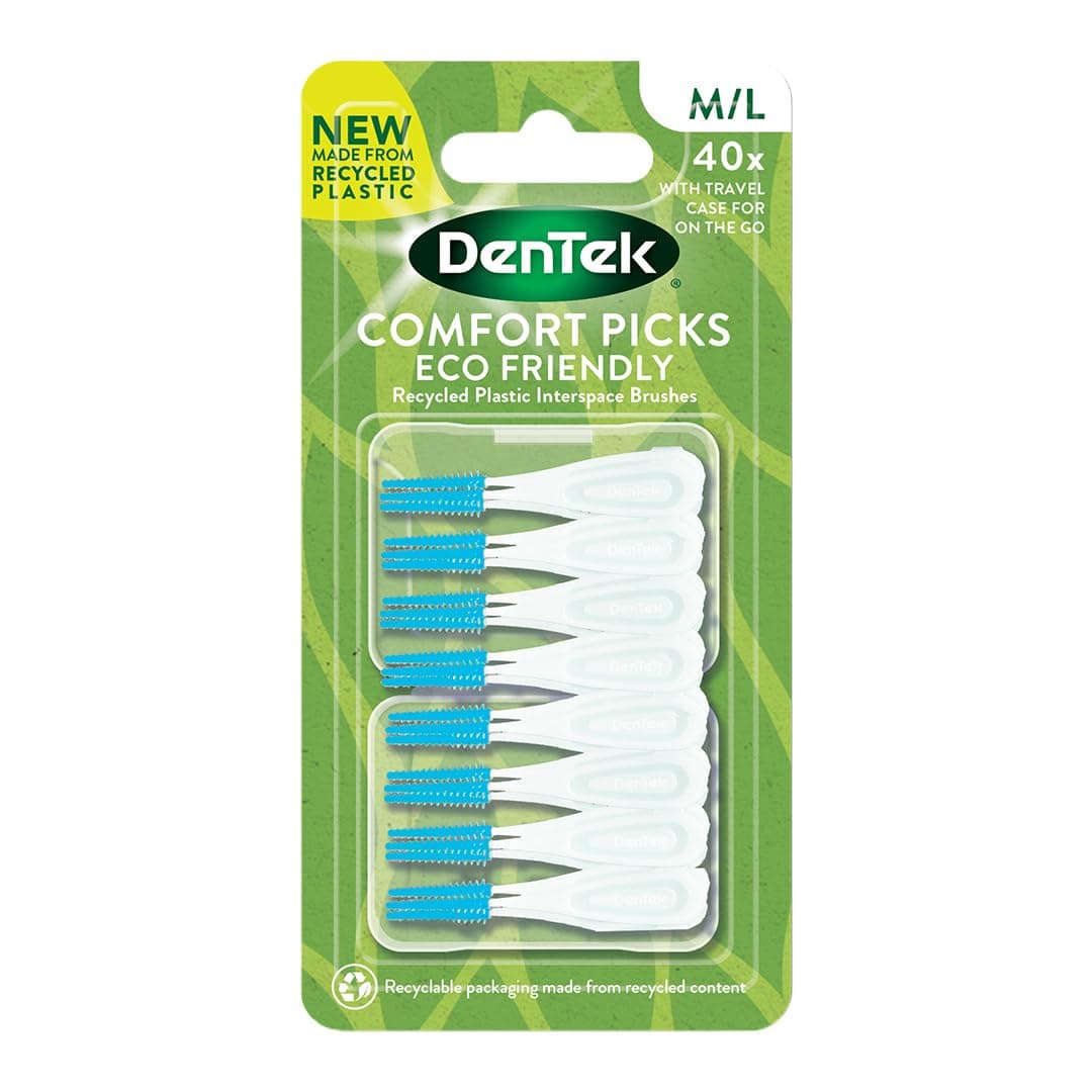 Eco-Friendly Interdental Comfort Picks - Medium/Large, for Removing Food and Plaque Between Teeth. 40 Pack