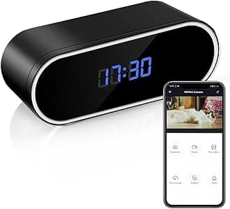 WiFi Security Camera, Wireless Spy Camera, Hidden Camera Clock, FHD Nanny Cam with Night Vision,Motion Detection, Remote Viewing for Indoor Baby Pet Surveillance