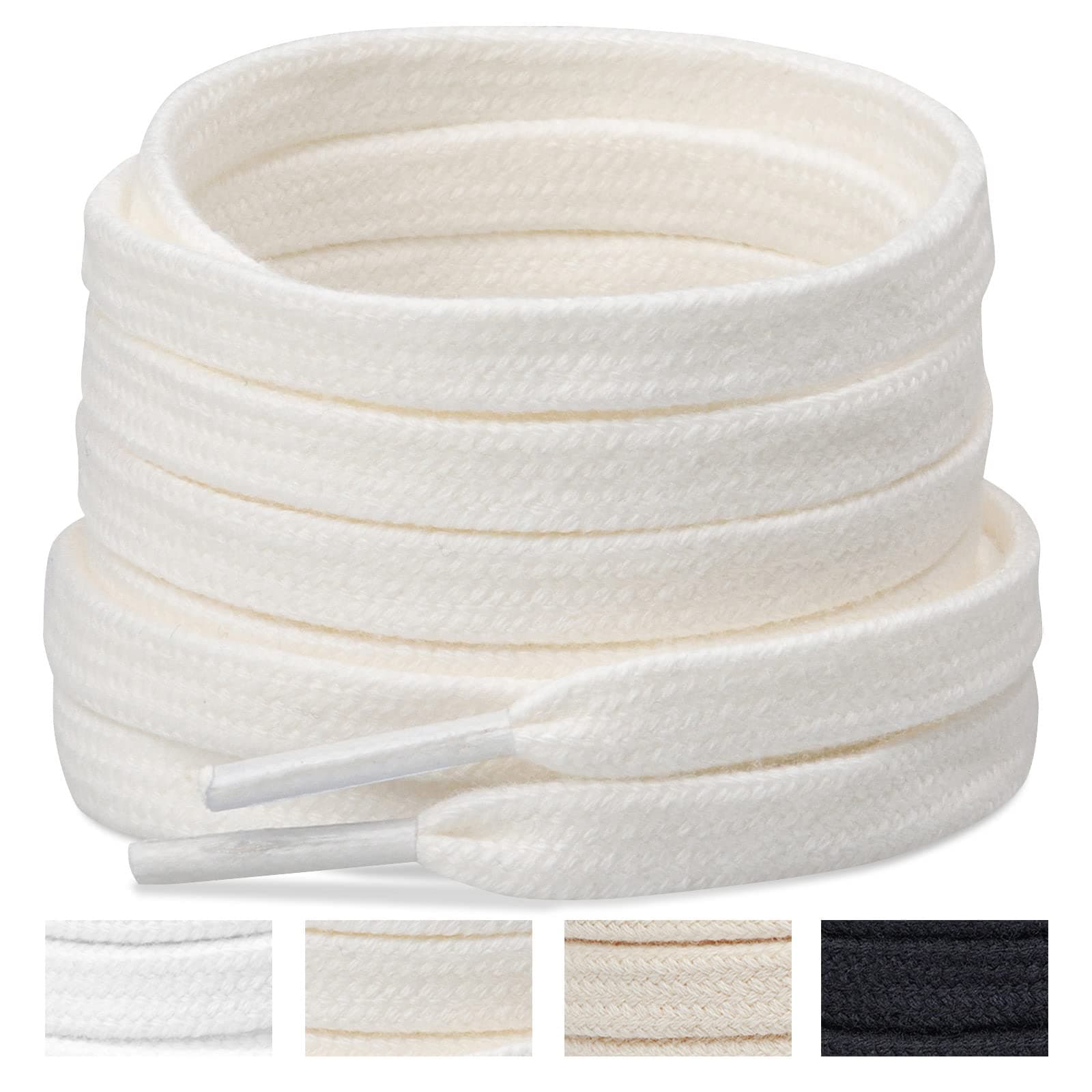 Handshop100% Cotton Flat Shoelaces 5/16" - 4 Colors in 40"-63" Shoe Laces