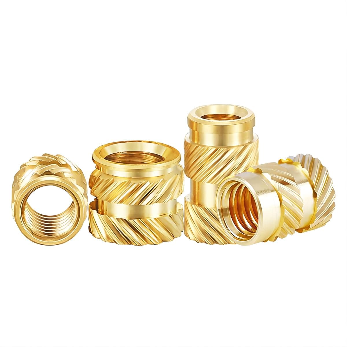 Qrity 100 Pcs Brass Insert, Threaded Inserts Brass Knurled Nuts, Female Thread Inserts, Knurled Insert Nuts for 3D Printing Plastic, M4 x 4mm x 6mm