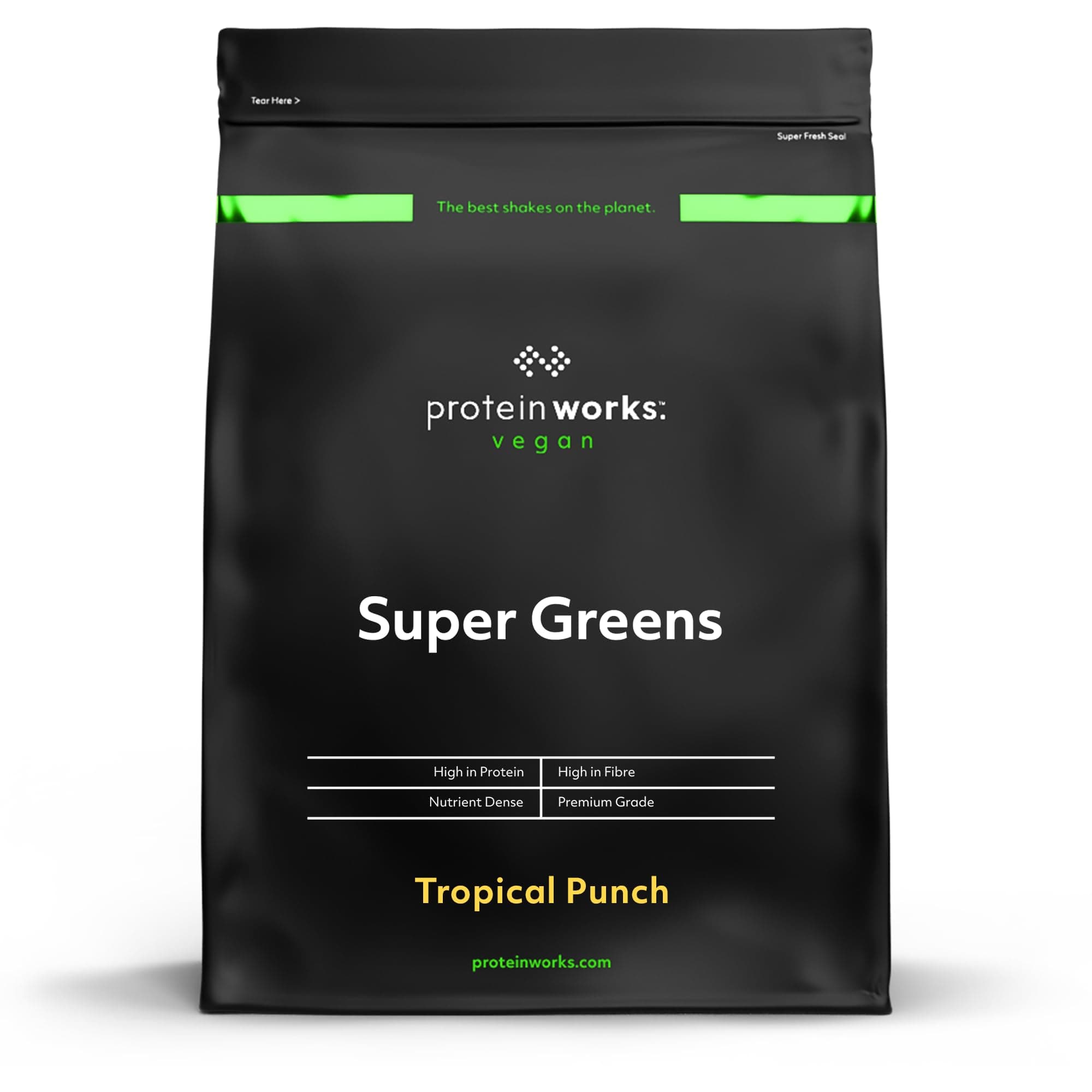Protein Works - Super Greens Powder, Nutrient Dense Detox Shake, Supports Immune System, Vegan, 20 Shakes, Tropical Punch, 250g