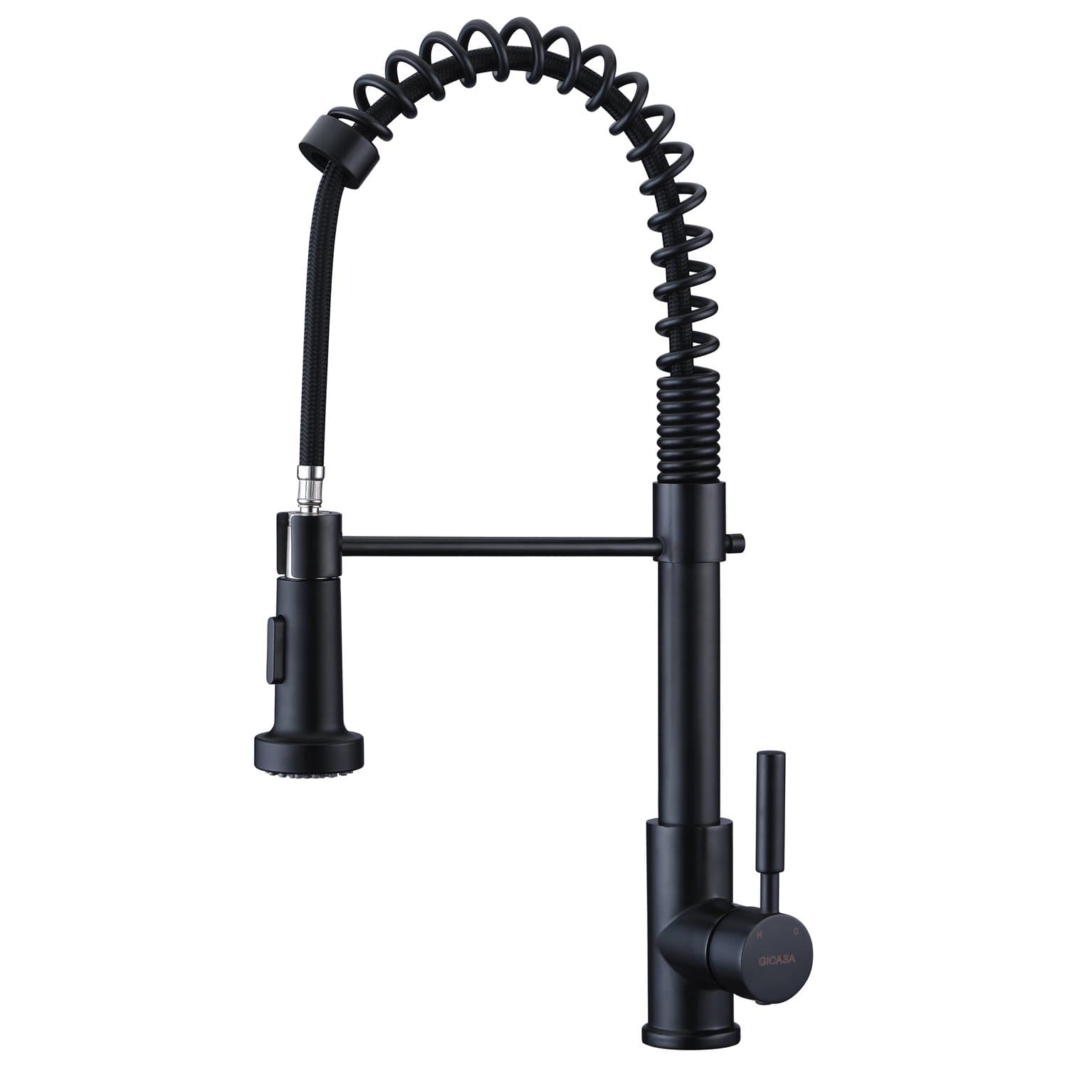 Spring Kitchen Sink Tap Black with Pull Out Spout Single Handle Heavey Duty Pre rinse Kitchen Sink Mixer Tap