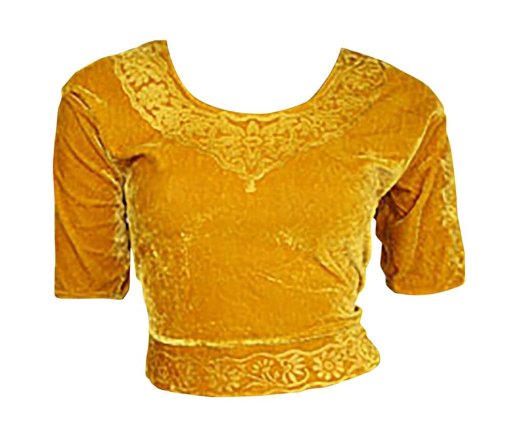 Gold Velvet Top Choli for Bollywood Sari Size XXL
