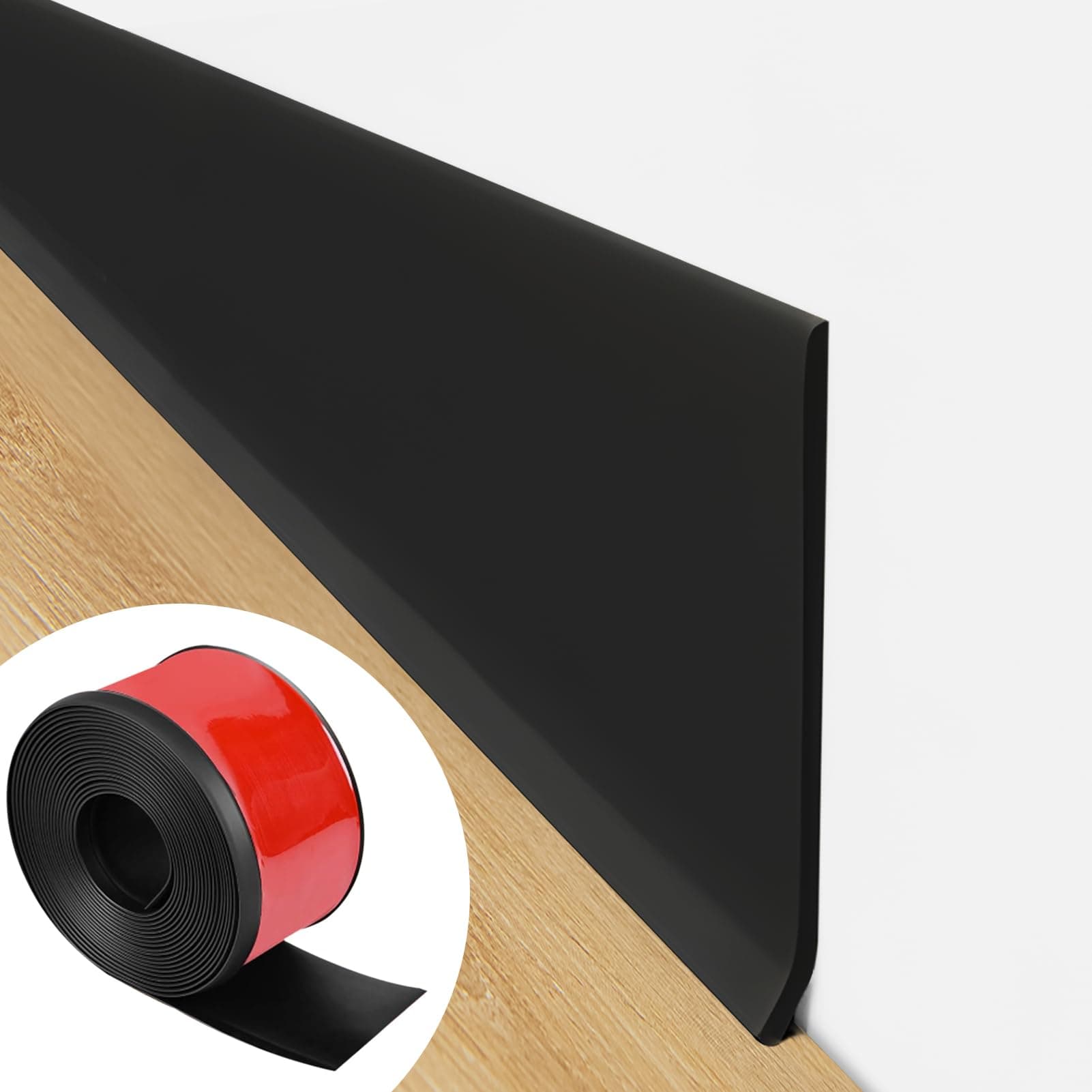 Art3d Flexible Wall Baseboard Molding Trim, 4 Inch x 20 Feet Peel and Stick Vinyl Wall Base Trim, Black