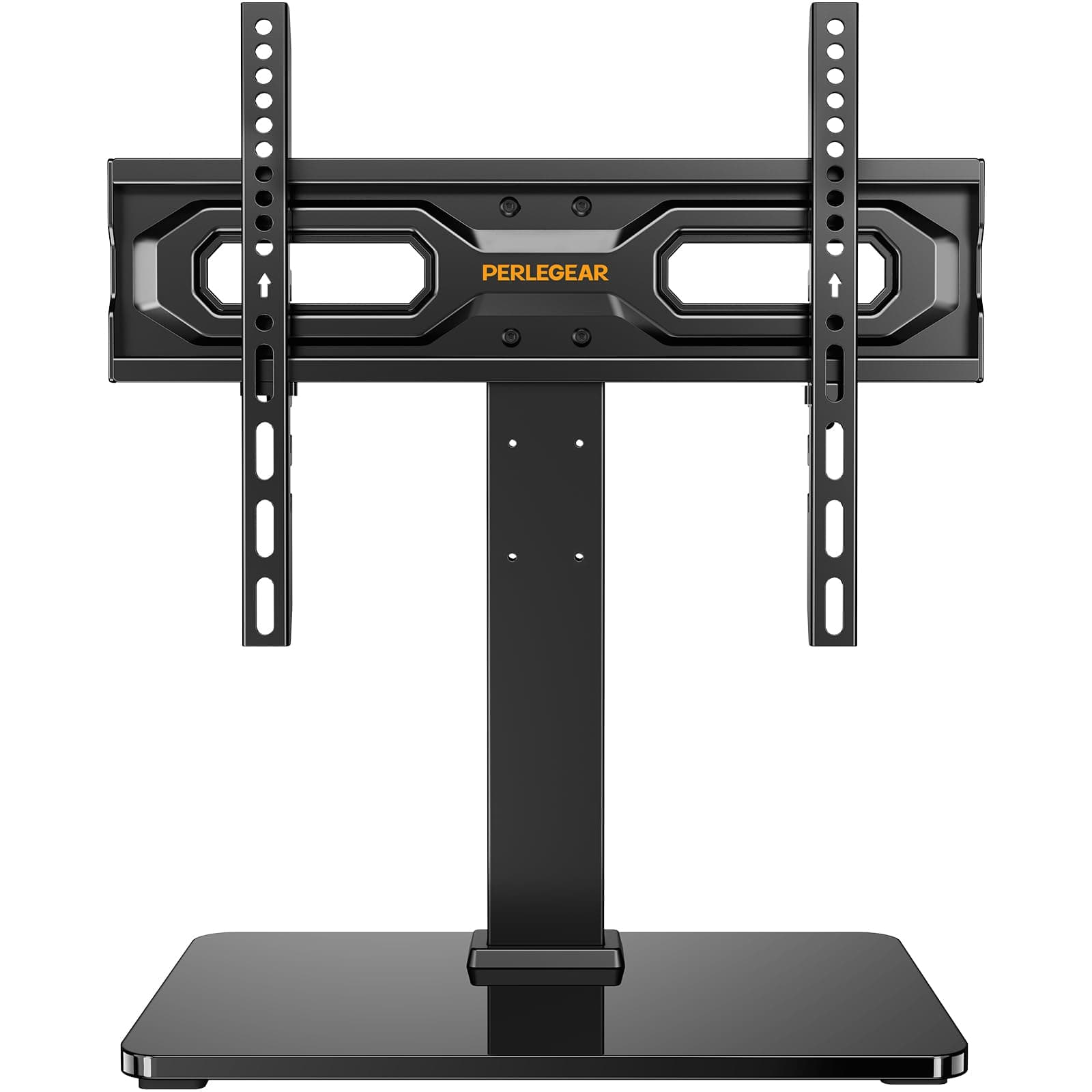 Perlegear Tabletop TV Stand, Universal TV Stand for 23–60 Inch LCD/LED/OLED TVs, Height-Adjustable TV Mount Stand with Tempered Glass Base & Cable Management, VESA 400x400mm, PGTVS02 