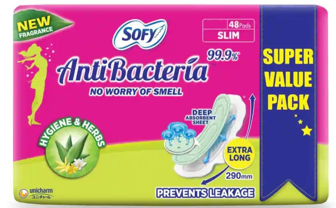 Fandom Sofy Antibacterial Extra Long Sanitary Napkins For Women, 48 Pads