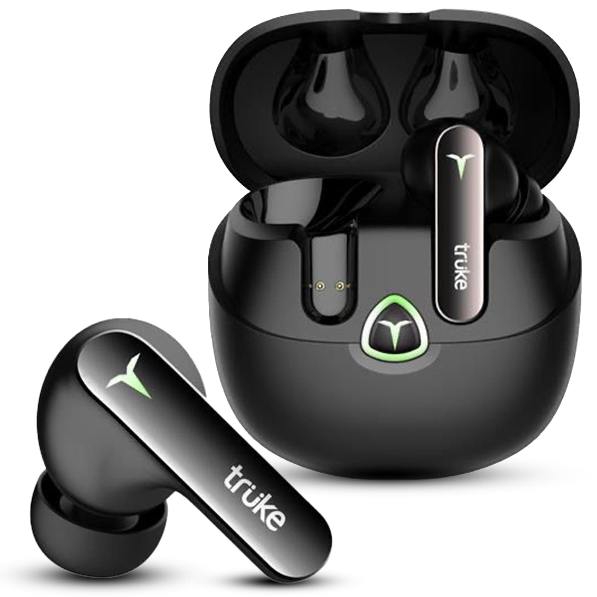 - truke New Launch BTG Flex True Wireless in Ear Earbuds, Dual Pairing Ear Buds, 40ms Low Latency Gaming Mode, 60H Playtime Fast Charging, HiFi DSP Sound, Quad-Mic ENC, 13mm Driver,Bluetooth 5.4(Black)