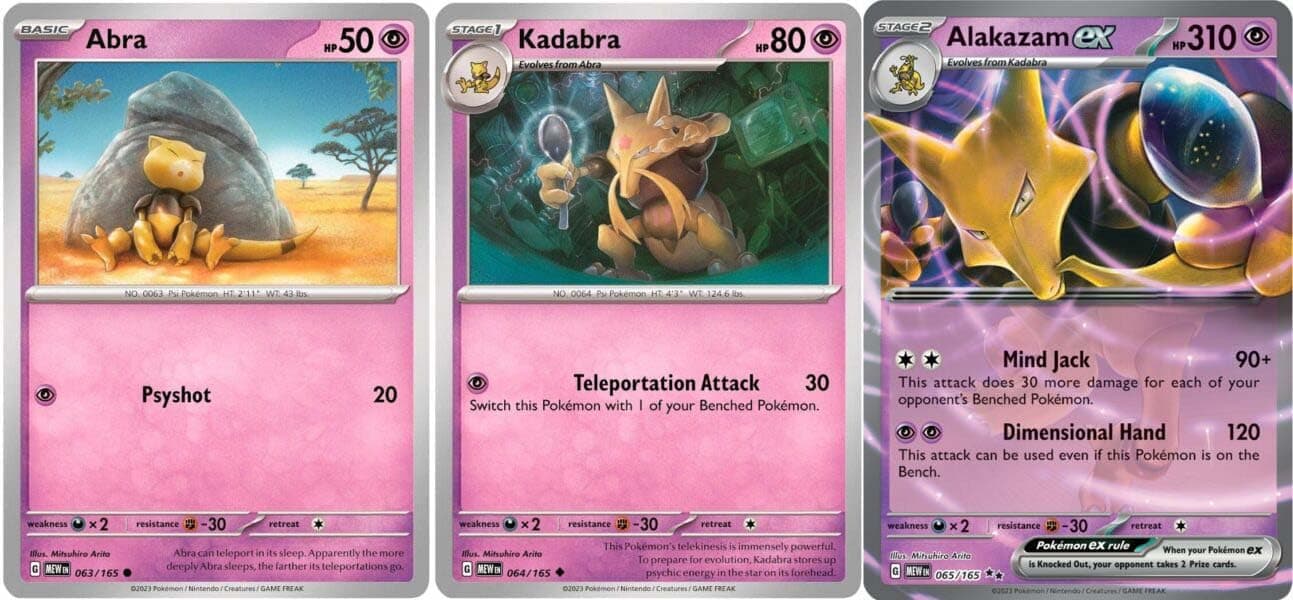 Alakazam ex 065/165 - Pokemon 151 - Double Rare - Evolution 3 Card Set - Kadabra Abra