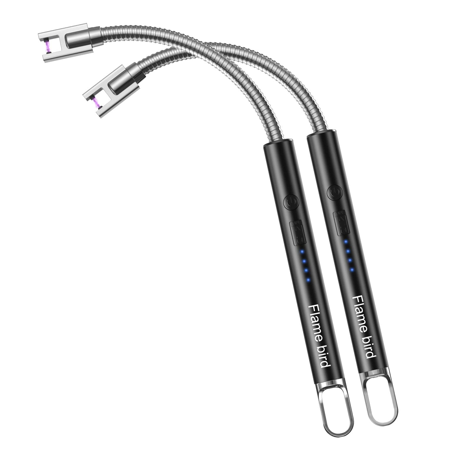 2 Pack Electric Candle Lighter Flameless Arc Windproof Flexible Long Neck USB Rechargeable Lighter Matches for BBQ Grill Fireworks Camping.(Black)