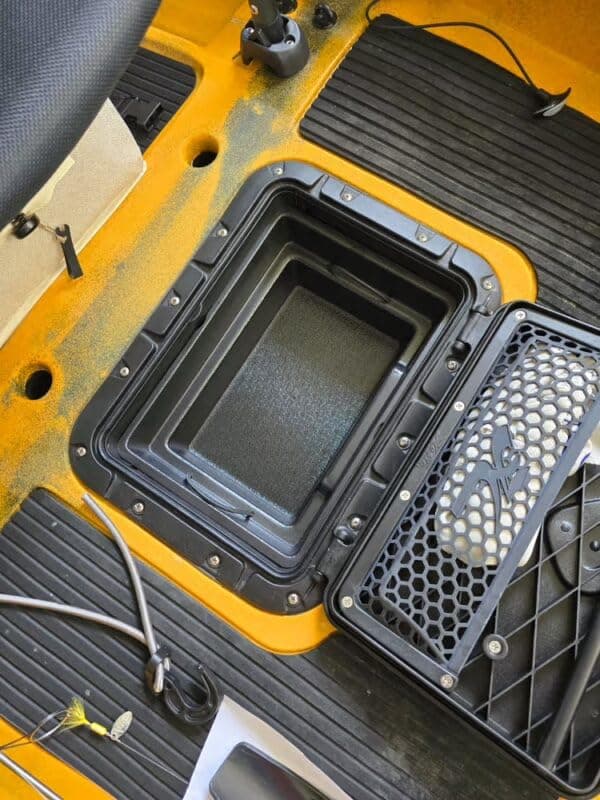 BerleyPro Bucket Bro Kayak Hatch Storage - Dry Storage Organizer for Hobie Cat Mirage Kayaks - Fishing Gear, Tackle Box & Accessory Storage - Easy Drain Cleaning