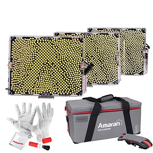Aputure Amaran Tri-8 Kit 2 Tri-8S 5500K Daylight Blanced and 1 Tri-8C Bi-Color 2300K-6800K Dimmable Led Video Light Panel with Batteries EZ Box Diffuser Kits 2.4G Remote Controllers - V Mount