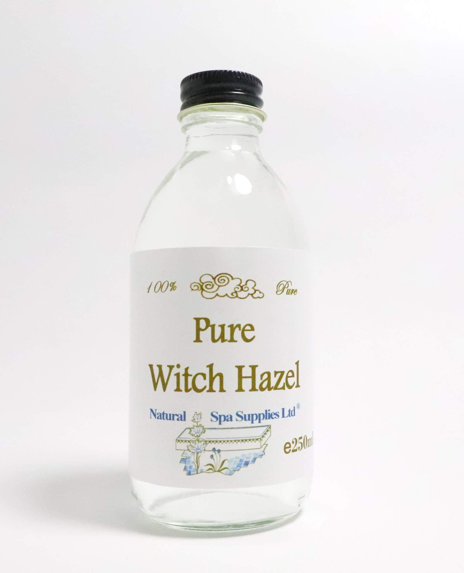Natural Spa Supplies Ltd 250ml Pure Organic Witch Hazel, Alcohol Free and Additive Free Packed In Glass